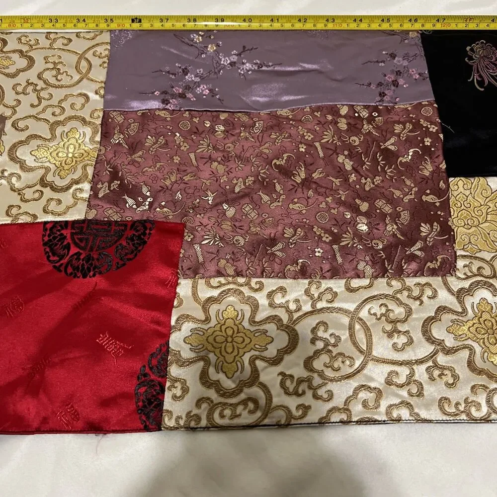 Silk Handmade Vintage Patchwork Table Runner Asian Bohemian 71”x 13.75”